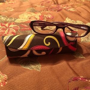 Vera Bradley Glasses w/Case, maroon in color.